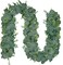 2 Pack Artificial Eucalyptus Garland, 5.5ft Faux Boxwood Eucalyptus Leaves Greenery Garland, Artificial Hanging Vines for Wedding Backdrop Arch Table Wall Home Party Decor